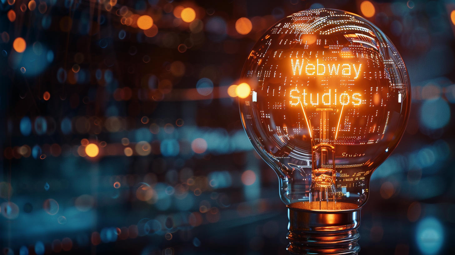 A lightbulb with the words Webway Studios glowing brightly