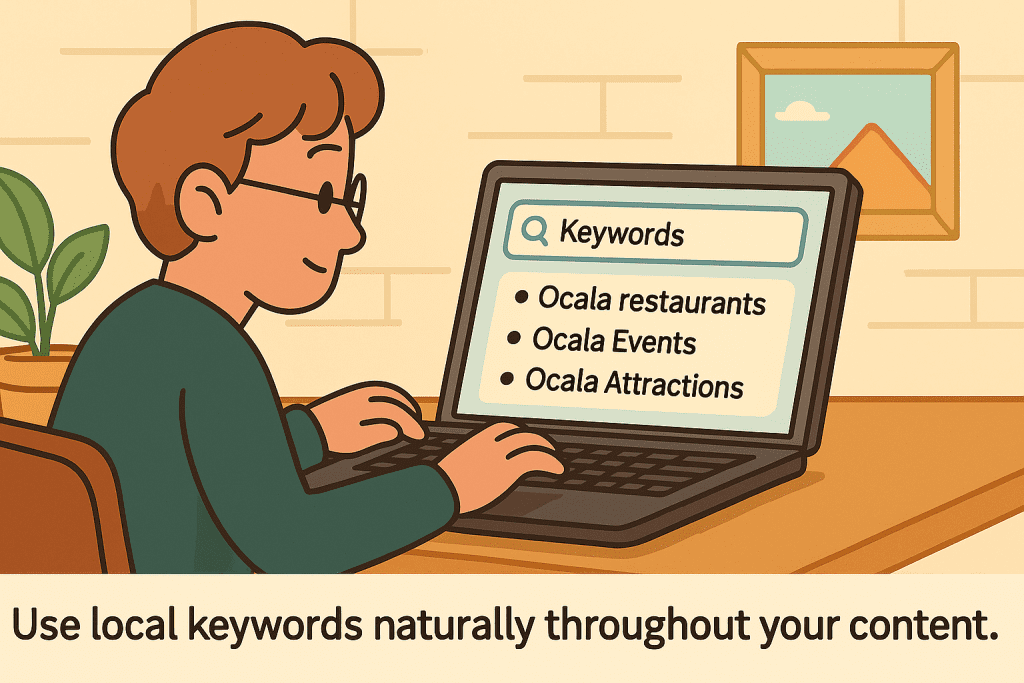 A person searching for local Ocala restaurants, events and attractions