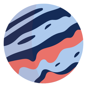 Decorative orbiting planets surrounding widget