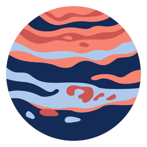 Decorative orbiting planets surrounding widget