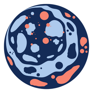 Decorative orbiting planets surrounding widget