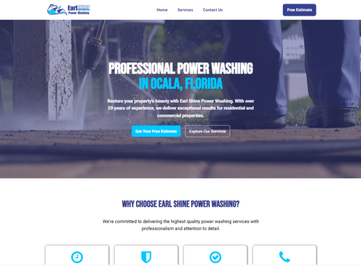 Earl Shine Power washing website done by Webway Studios