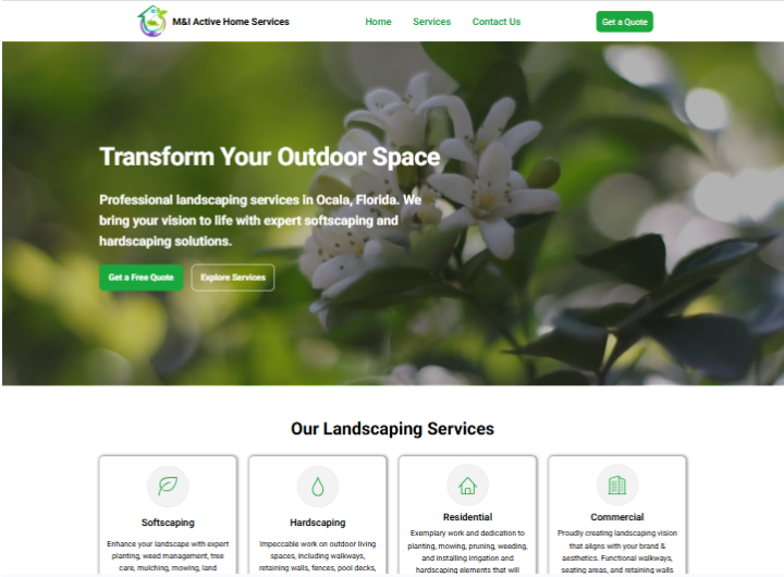 M&I Services website done by Webway studios in Ocala Florida