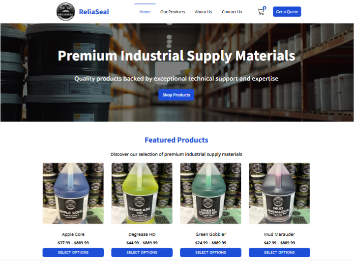 Relia Seal Ecommerce website done by Webway Studios