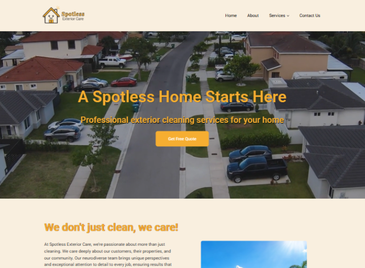 Spotless Exterior Care website done by Webway Studios